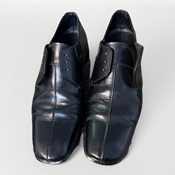 Vintage Prada US 13 Black Leather Oxford Shoes Sleek Minimalist Classic Square main image 14